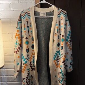 Savanna Jane Cream and Multicolor Geometric Cardigan